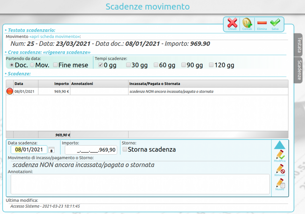 Pagamento scadenze